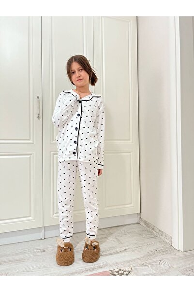 Tosyalı Burak Bebe Σετ βαμβακερές πιτζάμες με κουμπιά για κορίτσια (7-8-9 ΕΤΩΝ)