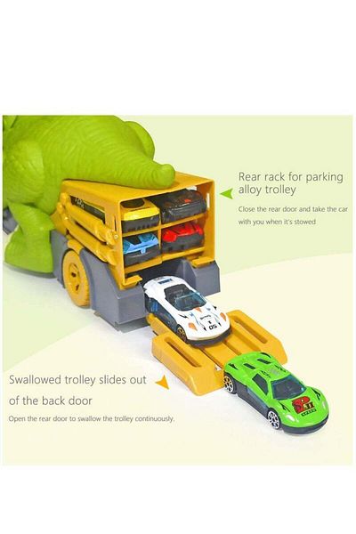 COOYA Dinosaur swallowing car toy set, storable, including 2 small cars, for children over 3 years old