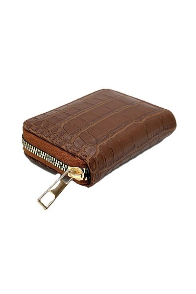 Womancraft Crocodile Leather Zippered Accordion Card Holder