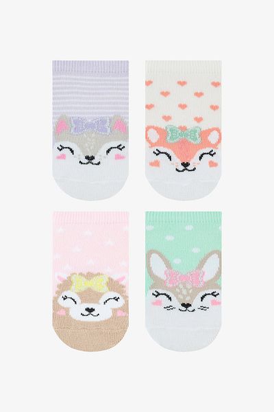 Penti Mädchen süße Tiere mehrfarbig 4 Stück Booties Socken