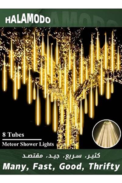 HALAMODO أضواء نيزكية تعمل بالطاقة الشمسية مقاس 20 بوصة، 8 أنابيب، أضواء خارج...