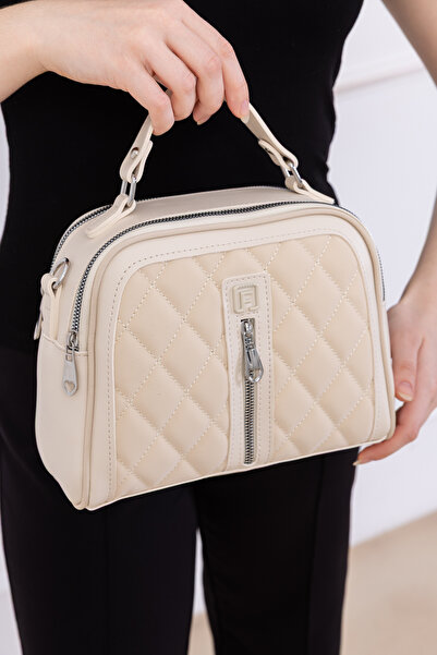 FARBAG Nakışlı Suni deri ayarlanabilir çapraz askılı büyük 3 gözlü el ve omuz çantası