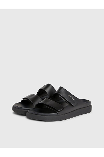 Calvin Klein Flat Adj Slide Calvin Mtl Lth