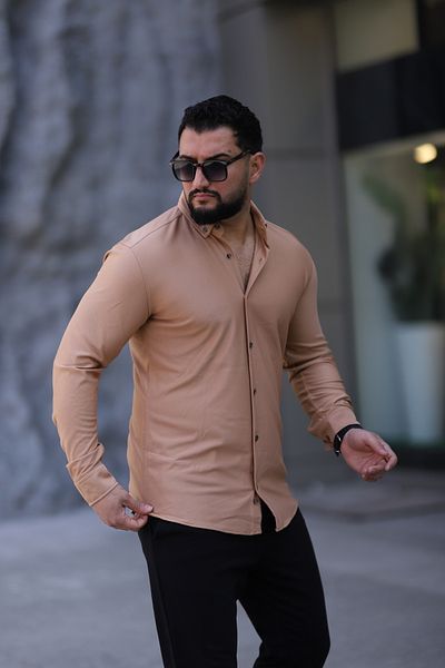Klothy Ανδρικό πουκάμισο με λεπτή εφαρμογή που απορροφά τον ιδρώτα και αναπνέει εύκολα 2479
