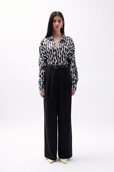 Black Fashion Cămașă Crop Neagră - Cu Modele