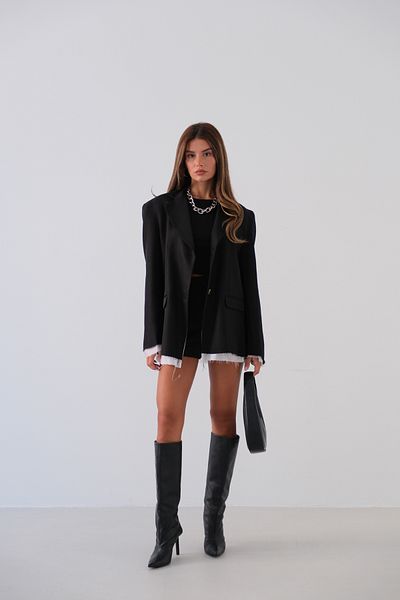 Black Fashion Черен блейзър - детайл с подплата и подплата