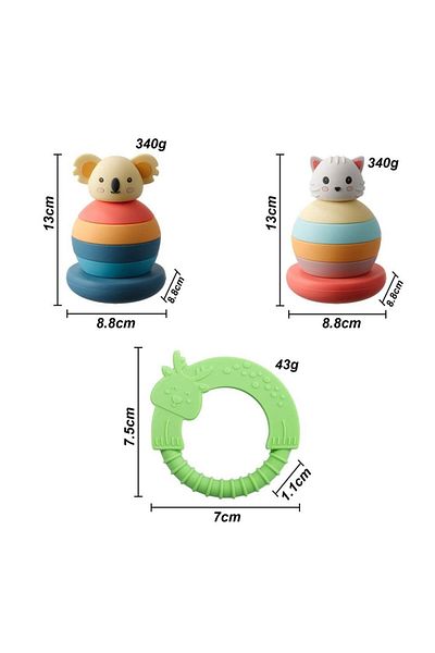 BoodiBou Set Of 2 Educational Montessori Toys , Silicone, Multicolor, 13 X 8.8 Cm
