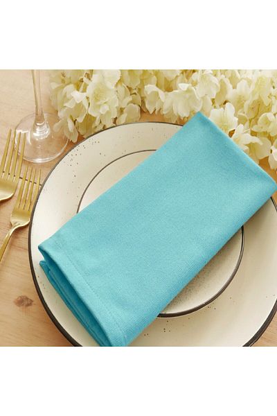 Kotonia Home Set Of 10 Hotel Table Napkins, 100% Cotton, Cretonne, Size 40x40 Cm, Turquoise