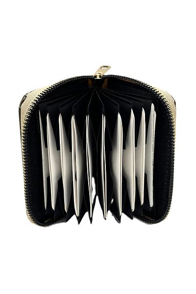 Womancraft Suport pentru carduri acordeon cu fermoar din piele de crocodil