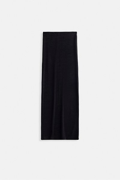 Black Fashion Shiny Fabric Maxi Black Skirt