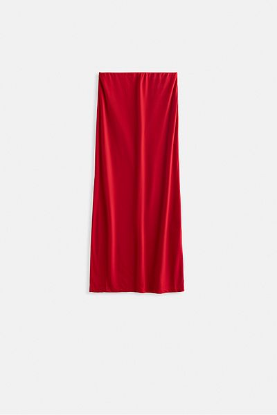 Black Fashion Pencil Midi Red Skirt