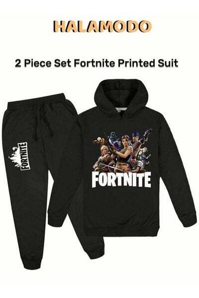 HALAMODO 2PCS Youth Pullover Outfit Hoodie & Sweatpants Suit for Boys Girls Long-Sleeved Printed Sweatshirt S