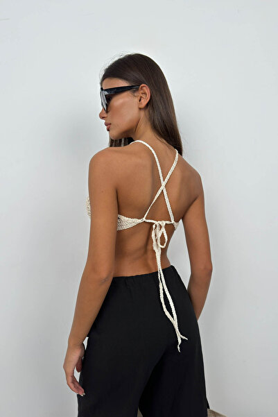 Black Fashion Кам'яний кольоровий ажурний броде кроп-топ