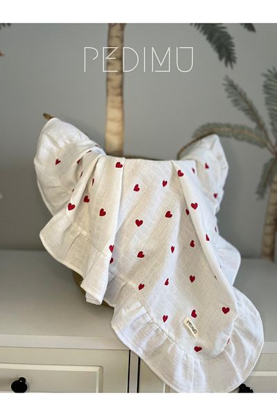 Pedimu Heart Ruffle - Multi-Purpose Muslin Blanket