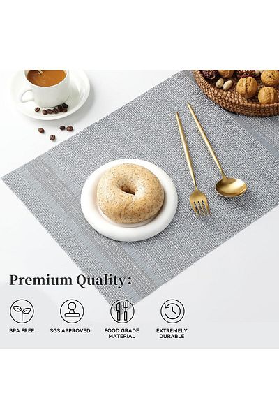 COOYA Placemats Set of 8, Heat Resistant Non-Slip Place mats, Washable Durable PVC Vinyl Woven