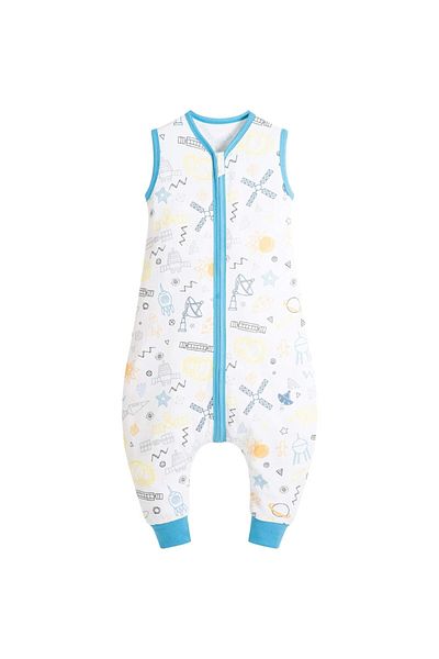 Mosbears Children's Sleeveless Pajamas, Cotton, White/blue, For Height 74-80 Cm