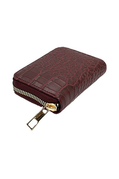 Womancraft Crocodile Leather Zippered Accordion Card Holder