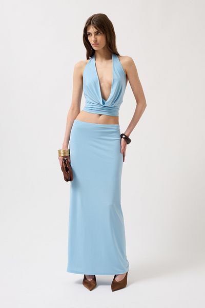 Black Fashion Fusta Midi Baby Blue