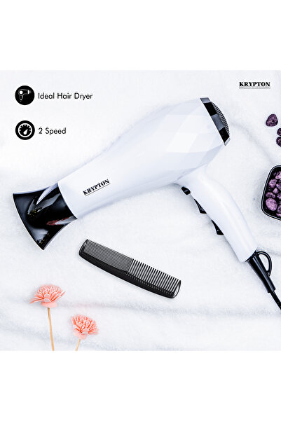 KRYPTON Powerful Hair Dryer With Cool Shot, 3 Heat & 2 Speed Settings, Concentrator, Travel-friendly