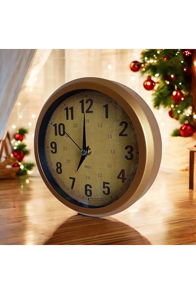 Bahat Gold Metal Antique Mini Wall Clock Diameter 20 cm Small Clock