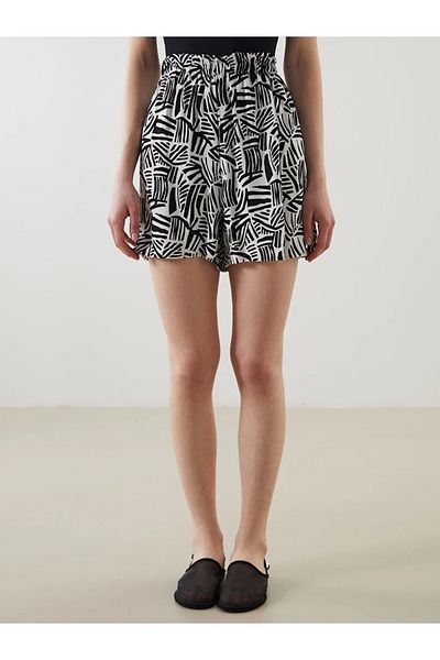 LC Waikiki Pantaloni scurți de plajă pentru femei LCW DREAM negri cu talie elastică