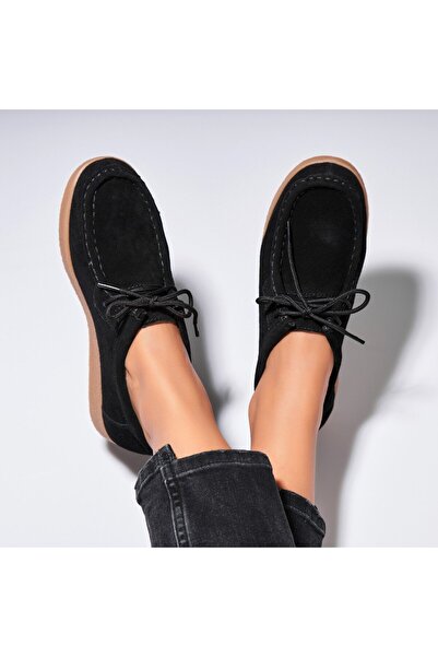 Joana Γυναικεία Μοκασίνια από Φυσικό Σουέτ σε Μαύρο Harla2