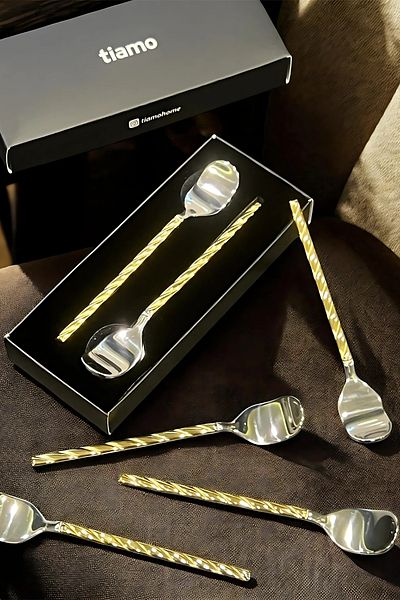ÖzSa Home Set of 6 Stainless 18/10 Teaspoons Stainless Tarnish-Free Auger Presentation Spoon Steel Spoon 11 cm
