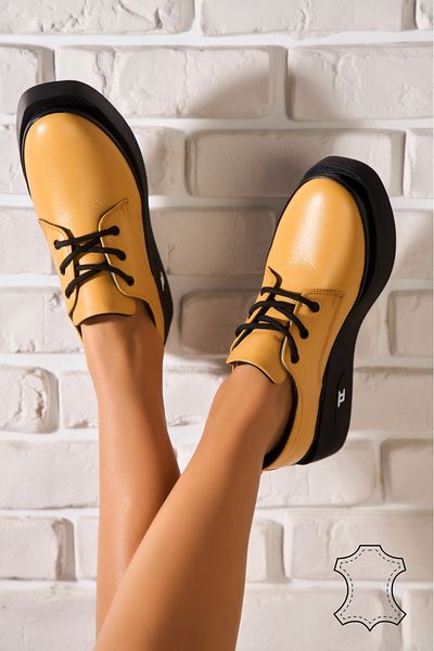 Joana Women's Loafers Natural Leather Yellow Kasie