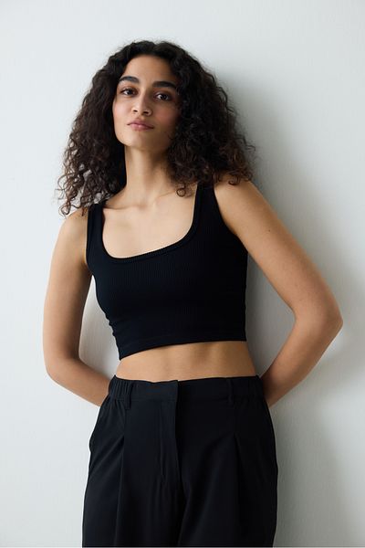 Penti Seamless Square Neck Black Crop Top