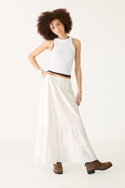 Stradivarius Flowing embroidered midi skirt