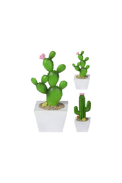 Homelux Planta decor cactus, 7x7x17 cm, alb/verde, disponibila in 2 variante