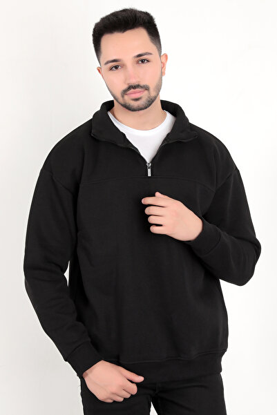 JB John Borners Мъжки суитшърт с половин цип, голям размер