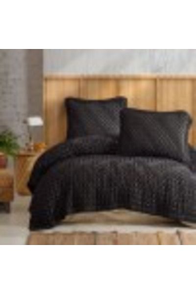 Şaheser Duvet cover set + 2 pillowcases, embossed, 100% cotton, 220x240cm, Enza black