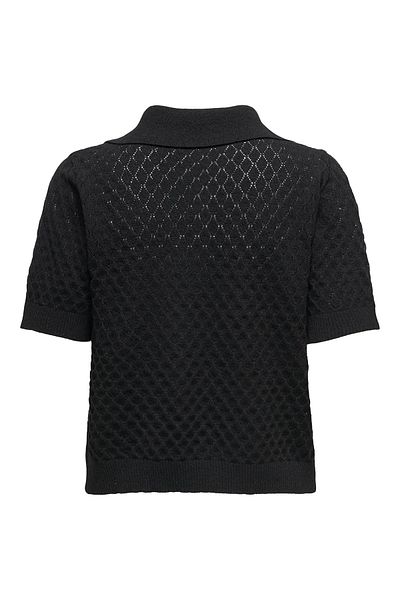 ONLY Pulover de damă Onlcosima Polo cu mânecă scurtă din bumbac 15341211 Negru