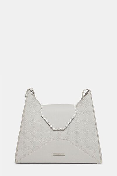 Vakko GRİ MONOGRAM DERİ ÇANTA