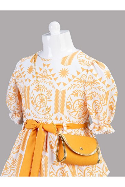 Cherrys Bebek Çantalı ,desenli Kız Çocuk Pamuklu Elbise