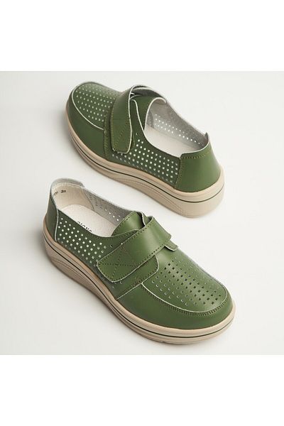 Joana Women's Loafers Natural Leather Green Izana