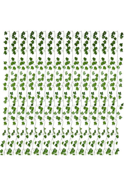JIANUO Set Of 12 Artificial Garlands , Silk/plastic, Green, 215 Cm