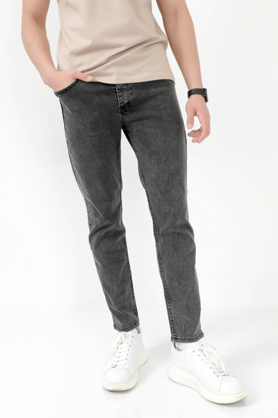 JB John Borners Чоловічі джинси-скінні, димчастого кольору, з лимкою на кнопках, з еластаном - 5602