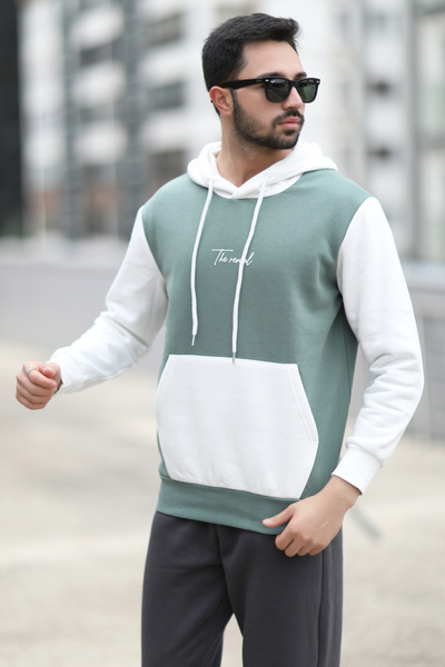 JB John Borners Мъжки суитшърт с качулка, светлозелен, стандартен крой, с 3 н...