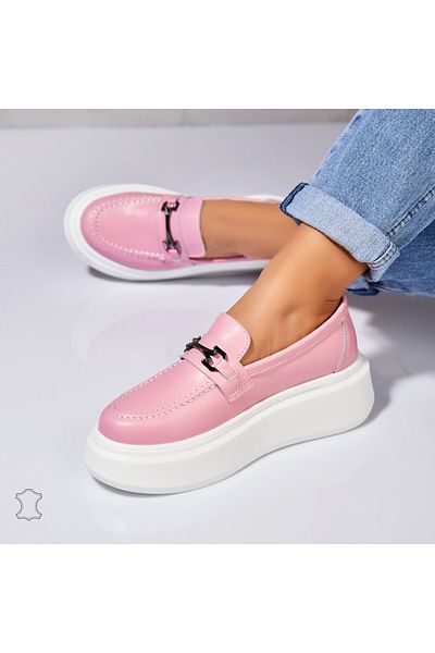 Joana Women's Loafers Natural Leather Pink Lydia