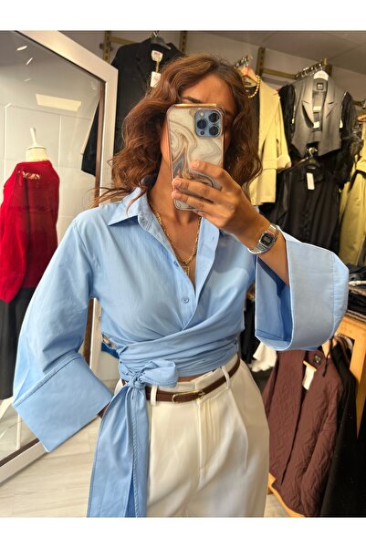 Butik Bebe mavi bağlamalı gömlek