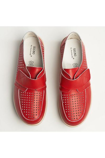 Joana Women's Moccasins Natural Leather Red Izana