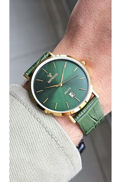 Raymond Rym-2230 Quartz Men's Classic Wristwatch - Steel Case and Leather Corrd - 2 Years Warranty