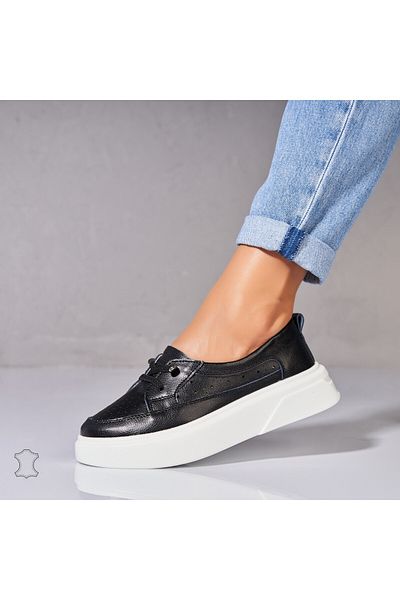 Joana Women's loafers Natural Leather Black Imre