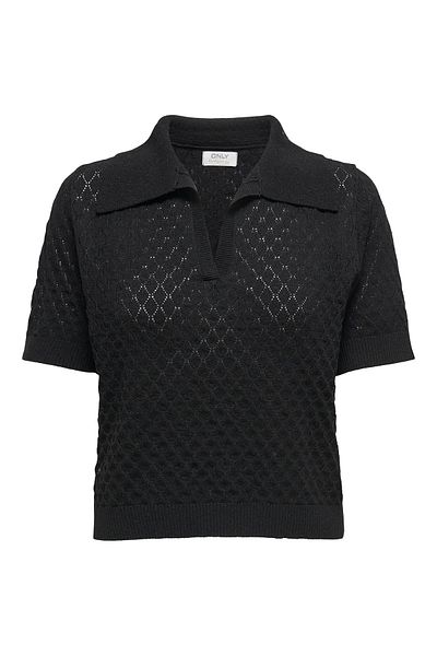 ONLY Pulover de damă Onlcosima Polo cu mânecă scurtă din bumbac 15341211 Negru