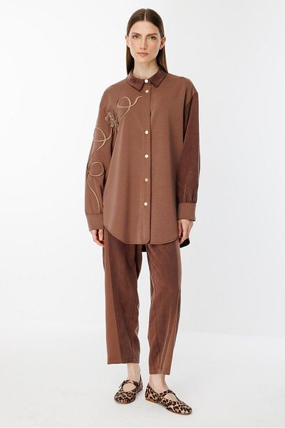 Ghisa Embroidery Detailed Set Brown
