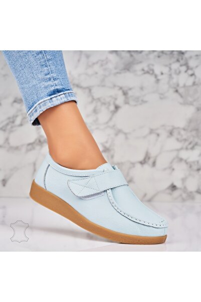 Joana Γυναικεία Μοκασίνια από Φυσικό Δέρμα σε Τυρκουάζ χρώμα Genesi