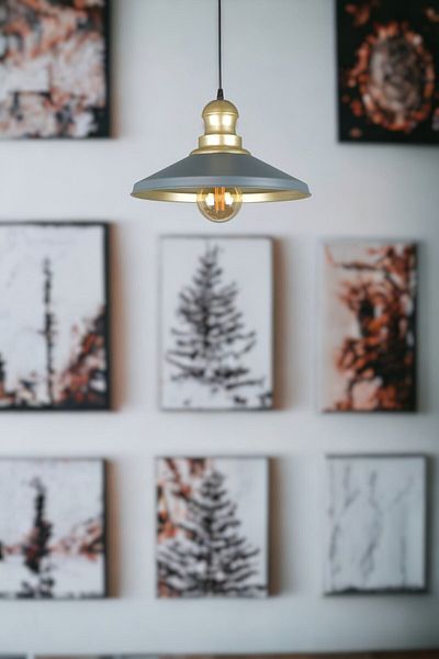 Fer Avize Azalea Modern Design Cafe Kitchen Gold Head Metal Anthracite Gold Color Single Chandelier (Without Bulb)