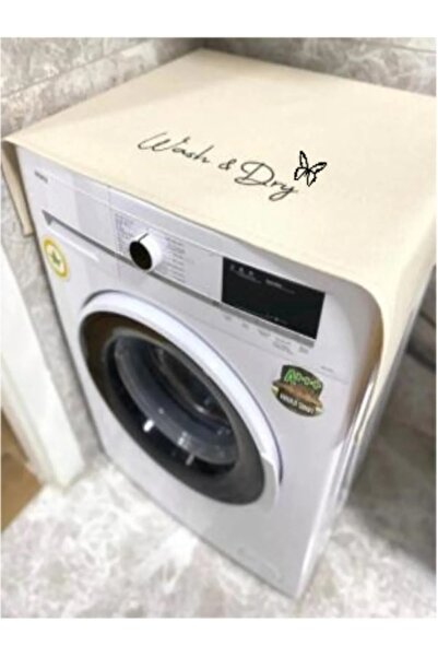 evimms Krem Çamaşır Makine Örtüsü Wash&dry Baskılı